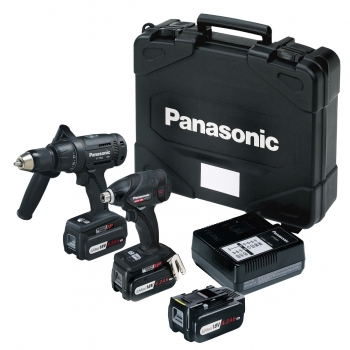 Panasonic EYC208LS3T Cordless Combi Drill/Impact Driver Twinpack - Black Edition (3 x 18V 4.2Ah Li-ion Batteries)